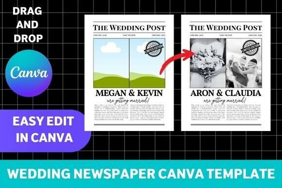 Download Wedding Newspaper Canva Template - Canva Collection