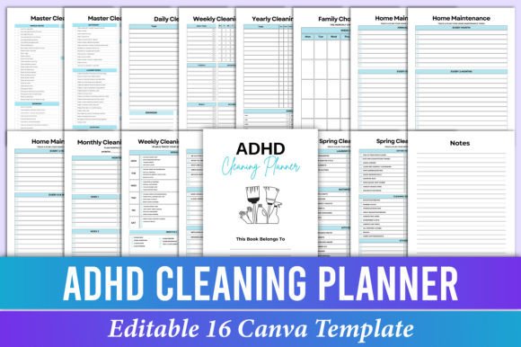 Download ADHD Cleaning Planner Canva Templates - Canva Collection