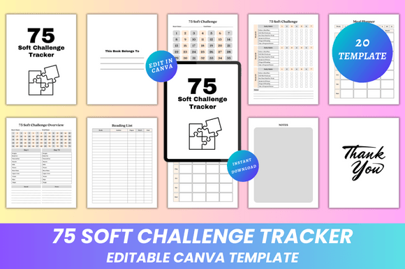 Download 75 Soft Challenge Tracker Canva KDP - Canva Collection