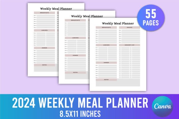 Download Editable 2024 Weekly Meal Planner Canva - Canva Collection