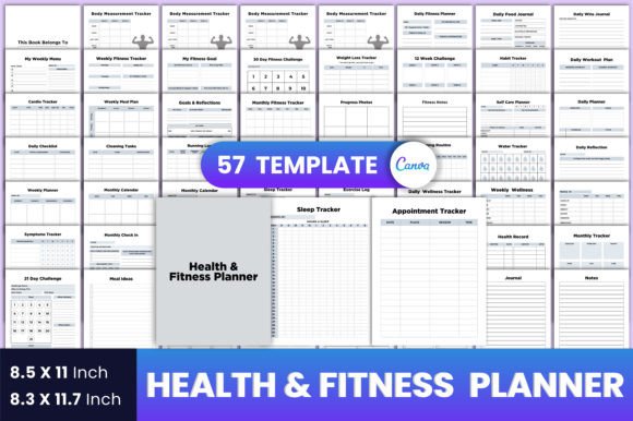 Download Health &amp; Fitness Planner Canva Interior - Canva Collection
