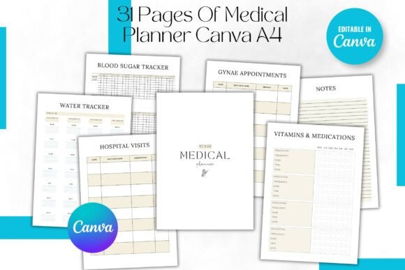 Download 31 Pages of Medical Planner Canva A4 - Canva Collection