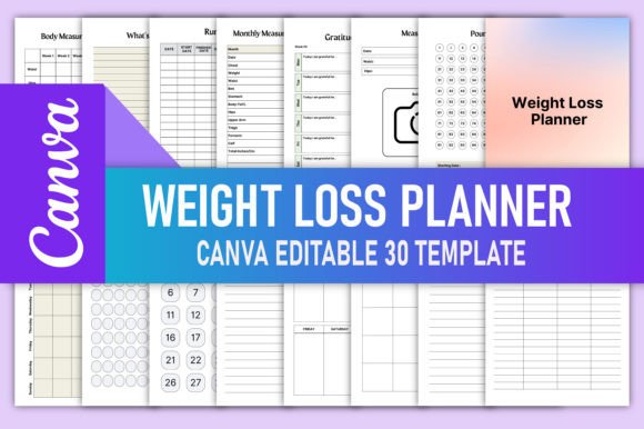 Download Editable Weight Loss Planner for Canva - Canva Collection