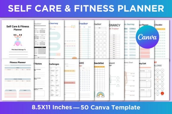 Download Self Care &amp; Fitness Planner Canva - Canva Collection