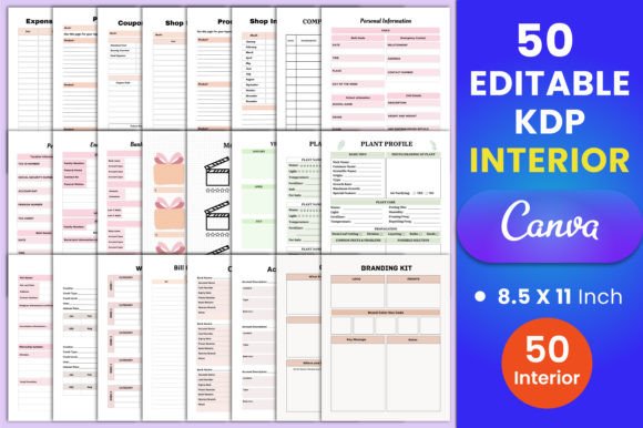Download Editable 50 Canva KDP Interior - Canva Collection