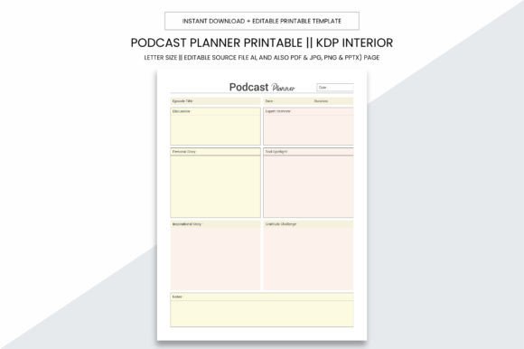 Download Podcast Planner Kdp Interior - Podcast planner Collection