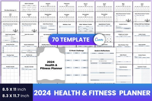 Download 2024 Health &amp; Fitness Planner Canva - Canva Collection