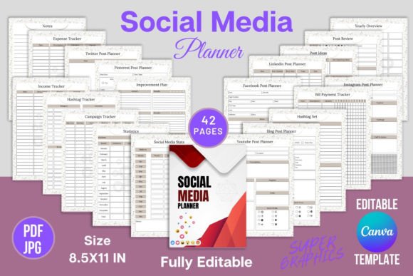 Download Social Media Planner Canva Templates KDP - Canva Collection