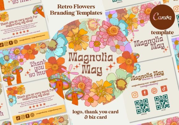 Download Retro Flower Branding Canva Templates - Canva Collection
