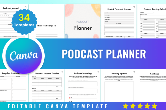 Download Editable Podcast Planner Kdp Canva - Canva Collection