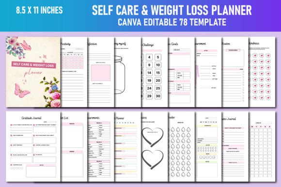 Download Self Care &amp; Weight Loss Planner Canva - Canva Collection