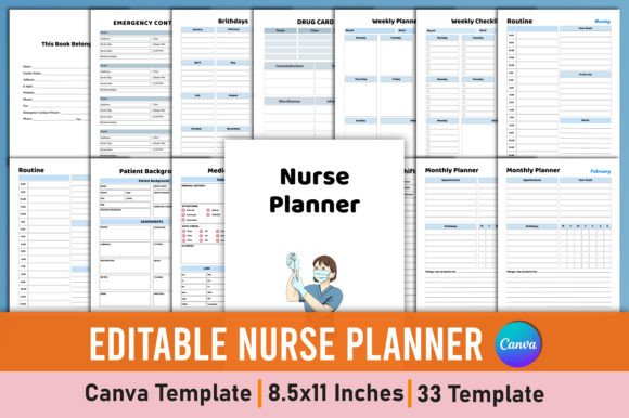Download Editable Nurse Planner Canva Interior - Canva Collection