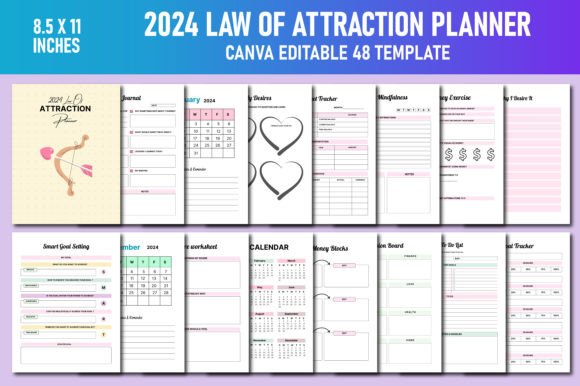 Download 2024 Law of Attraction Planner Canva KDP - Canva Collection