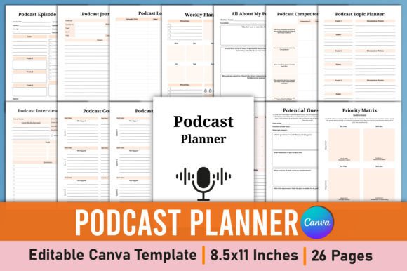 Download Editable Podcast Planner Canva Template - Canva Collection