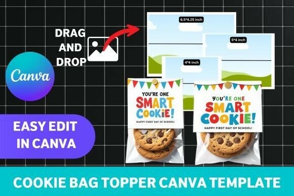Download Cookie Bag Topper Canva Template 3 Size - Canva Collection