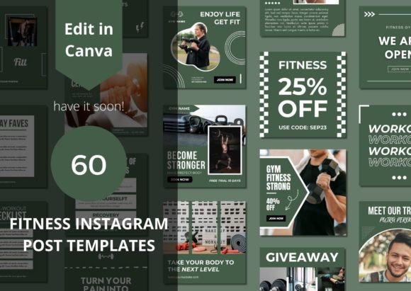 Download 60 Fitness Social Media Canva Templates - Canva Collection