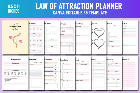 Download Law of Attraction Planner Canva KDP - Canva Collection